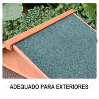 PawHut Casa para Coelhos de Madeira Coelheira para Exterior Teto de Tela de Asfáltica 144x64,5x100 cm Madeira(m-7)