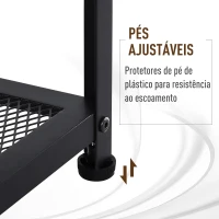 HOMCOM Banco Sapateira de Estilo Industrial Móvel para Sapatos com 2 Prateleiras de Grade 70x30x48cm Madeira e Preto(m-4)