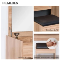 HOMCOM Toucador de Maquilhagem com Branco e Tampa Dobrável Mesa de Maquilhagem com Compartimentos e Gaveta 80x40x79cm Madeira(m-6)