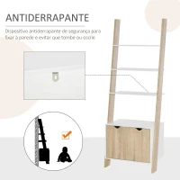 HOMCOM Estante em Forma de Escada de Madeira com 3 Prateleiras e 1 Armário Estante de Estilo Nórdico Moderno 60x40x171cm Carvalho e Branco(m-6)