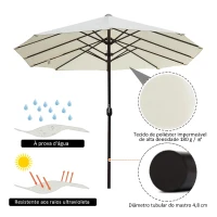 Outsunny Chapéu de Sol Duplo para Jardim 4,6x2,7x2,4m Chapéu de Sol Anti UV com Manivela para Exterior Bege(m-4)
