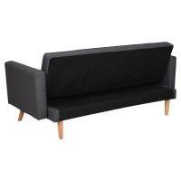 HOMCOM Sofá- cama 3 lugares com apoio de braços Pernas levantadas 187x90x86.5 Cinza(m-12)