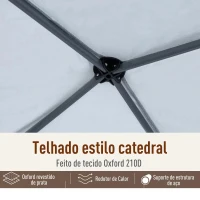 Outsunny Tenda dobrável para jardim 3x3m Redes mosquiteiras Removível com zíper 4 orificios de drenagem tecido oxford 420D Branco(m-4)