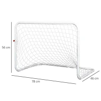 HOMCOM Conjunto de 2 balizas de futebol com rede e bola para crianças e adultos 78x46x 56cm Branco(m-3)
