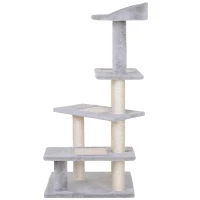 PawHut Arranhador  3 Plataformas para Arranhar 48x48x99.5 cm  de Madeira coberta  de Pelucía  Sisal(m-12)