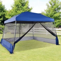 Outsunny Tenda Dobrável para Jardim ou Campismo 360x360x260cm Tenda para Exterior com Tela Mosquiteira Azul(m-2)