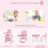 HOMCOM Cadeira para bebês acima de 6 meses 3 posições ajustáveis Acolchoado 57×59×105cm Rosa(m-5)