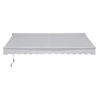 Outsunny Toldo Manual 3,5x2,5 m de Alumínio Toldo de Varanda Pátio com Manivela Resistente a Água Proteção Solar UV Branco(m-4)