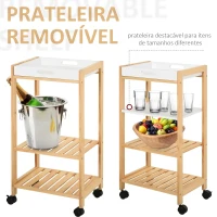 HOMCOM Carrinho de cozinha de 4 niveis com bandeja removível 40x30x76 cm Branco(m-5)