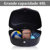 HOMCOM Mala para Motocicleta Mala para Mota Capacidade de 48L com Fechadura e 2 Chaves 56,5x44x32 cm Preto e Vermelho(m-4)