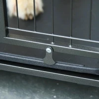 PawHut Gaiola dobrável de metal com rodas e freios Bandeja  removível e porta com travas125x76x81 cm Cinza escuro(m-11)
