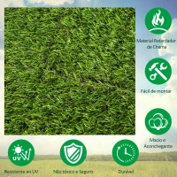 Relva Artificial 30x30cm 10 Peças com Altura de 25mm Alta Densidade 6500 para Exterior Pátio Terraço Verde(m-4)