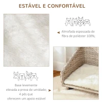 PawHut Sofá Cama de Vime para Cães Gatos Cama Elevada com Almofada Lavável e Encosto Alto para Interior e Exterior 70,5x40x37,5cm Bege(m-6)