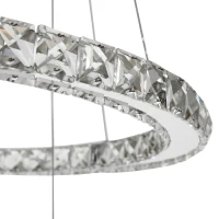 HOMCOM Lustre Luminária Pendente de Cristal Moderno Lâmpada Pendurada LED 4000K Luz Branca para Salão Sala de Jantar Ф60x110 cm(m-8)