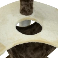 PawHut Árvore Arranhador para Gatos Grande Altura 153cm Torre de Escalada para Gatos com Caverna Redes Plataformas Postes Arranhadores de Sisal e Bola Suspensa Marrom e Bege(m-8)