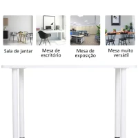 HOMCOM Mesa de Cozinha Retangular com Pés de Aço e Almofadas Ajustáveis 120x60x76cm Branco(m-5)