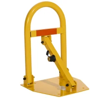 DURHAND Barreira de Estacionamento Dobrável Bloqueio de Estacionamento com Fechadura 3 Chaves Fita Reflectora Metal 36,5x31x50,5cm Amarelo(m-1)