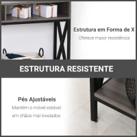 HOMCOM Mesa Consola Móvel de Entrada corredor Estilo Industrial Vintage com 3 Prateleiras e Estrutura Metálica 120x23,5x75cm Cinza e preto(m-5)