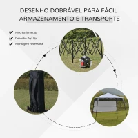 Outsunny Tenda Dobrável 220x220x208cm com Proteção UV Altura ajustável de 2 niveis Tecido Oxford estrutura de aço com Lateral e Bolsa de Transporte Branco(m-5)