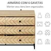 HOMCOM Cómoda com 6 Gavetas Estilo Retrô Móvel Auxiliar de Madeira para Sala de Estar Corredor 120x39,5x71 cm Madeira e Preto(m-5)