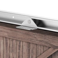 HOMCOM Ferragem para Porta Corredeira 186cm Kit de Acessórios para Porta Corredeira de Madeira com Trilho de Metal e 2 Roldanas Prata(m-8)