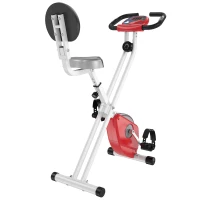 HOMCOM Bicicleta Estática Dobrável com assento ajustável Ecrã LCD Aço 43x97x109 cm Vermelho(m-1)