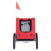 PawHut Reboque de Bicicleta para Cães Reboque de Bicicleta para Animais de Estimação com Bandeira Reflectores 130x73x90cm Vermelho(m-9)