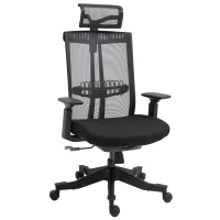 Vinsetto Cadeira de Escritório Ergonômica Giratória e Reclinável com Altura Ajustável Apoio para os Braços Apoio para a Cabeça e Suporte Lombar Regulável 66,5x66x109-118cm Preto(m-1)