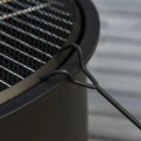 Outsunny Braseiro externo Ø76 cm 2 em 1 com grade de cozinha Grelha de churrasco Póquer de fogo com tampa de malha preto(m-7)