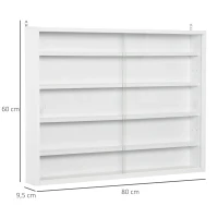 HOMCOM Vitrine de Parede de Madeira com Prateleiras Ajustáveis e 2 Portas Corredeiras de Vidro para Coleções Perfumes Bonecos de Decoração 80x9,5x60cm Branco(m-3)