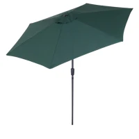 Outsunny Chapéu de Sol de Jardim Ø270x235cm Chapéu de Sol de Alumínio Reclinável com Manivela e 6 Hastes para Terraço Exterior Balcão Verde(m-13)