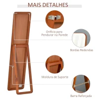 HOMCOM Espelho de pé de Corpo Inteiro Retangular Espelho de Parede com 2 Formas de Uso Estrutura de Madeira de Pinho para Dormitórios Sala de Estar Corredor 37x43x156cm Nogueira(m-6)