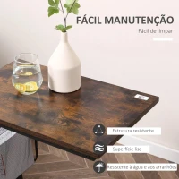 HOMCOM Mesa Auxiliar para Sofá e Cama em Forma de C com Bolso de Armazenamento Mesa Lateral de Estilo Industrial 52x35x64,5cm Marrom Rústico(m-6)