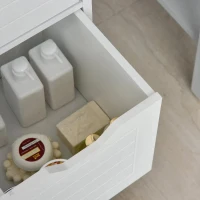 Kleankin Armário de banheiro com prateleira aberta 2 gavetas 30x30x89 cm Branco(m-8)