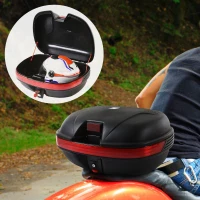 HOMCOM Mala para Motocicleta Mala para Mota Capacidade de 43L com Fechadura e 2 Chaves 55,5x41x27,5 cm Preto e Vermelho(m-11)