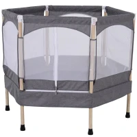 HOMCOM Trampolim para Crianças acima de 3 Anos Trampolim Infantil com Rede de Segurança Carga Máxima 80kg 126x109x98cm Cinza(m-1)