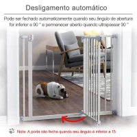 PawHut Barreira de Segurança para Animais de Estimação Cães com Extensão de 17,5 cm Sistema de Fechamento Automático 74-97,5x76,2 cm Branco(m-4)