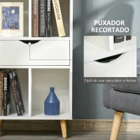 HOMCOM Estante para Livros com 6 Compartimentos Abertos 1 Gaveta e Pés de Madeira para Armazenamento de Brinquedos CDs Plantas 50x29,5x120cm Branco(m-6)