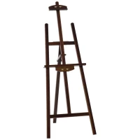 HOMCOM Cavalete para Pintura de Madeira Inclinável 90° com Suporte Tripé e Pincel 51,5x71,5x134,5cm Marrom(m-1)