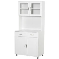 HOMCOM Armário de cozinha com prateleiras internas ajustáveis ​​e gaveta 80x48x170 cm Branco(m-1)