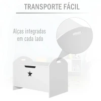 HOMCOM Baú de Brinquedos Organizador de Brinquedos Infantil com Desenho de Segurança Amplo Espaço 62x40x46,5cm Branco(m-4)