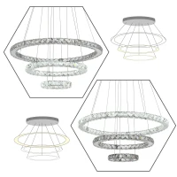 HOMCOM Lustre Luminária Pendente de Cristal Moderno Lâmpada Pendurada LED 4000K Luz Branca para Salão Sala de Jantar Ф60x110 cm(m-5)