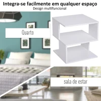 HOMCOM Mesa Auxiliar Mesa de Cabeceira de 2 Níveis com Prateleira de Armazenamento para Sala Quarto Estante 40x40x43 cm Branco(m-4)