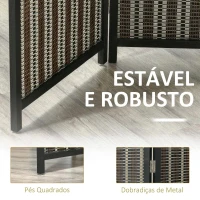 HOMCOM Biombo de 4 Painéis de Bambú Separador de Ambientes Dobrável Divisória para Espaços 180x180cm Marrom e Preto(m-7)