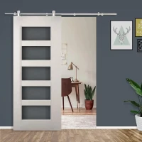 HOMCOM Ferragens para Porta Corredeira Kit de Acessórios para Porta Corredeira com Trilho de Aço Inoxidável Ø2,5x200cm Prata(m-9)