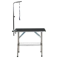 PawHut Mesa de tosquia para Animais de Estimação dobrável com pés de aço inoxidável Estante de armazenamento carga 150kg  90x60x75 cm(m-1)