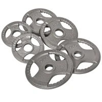 HOMCOM Conjunto de 6 Discos de Peso 35kg Discos Olimpicos com Orifício Central de Ø5,4cm para Treinamento em Casa Academia Prata(m-1)