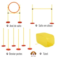 PawHut Conjunto de treinamento para cães com 4 obstáculos ajustáveis ​​com bolsa amarela(m-7)