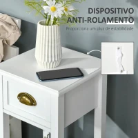 HOMCOM Mesa de Apoio com Gaveta e Prateleira de Armazenamento Estilo Moderno 30x30x75cm Branco(m-7)