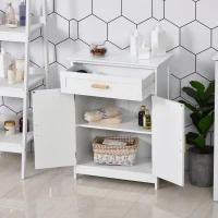 Kleankin Armário de banheiro com gaveta Prateleira Ajustável 59x29x80 Branco(m-11)
